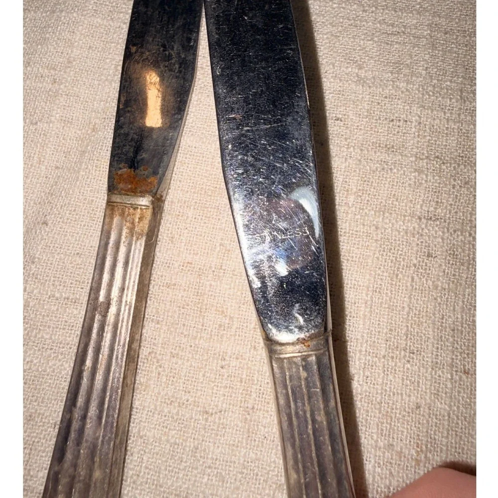 Vintage Ornate Silverplate Dinner Knives Stainless Blades Set of 2 Floral‎ 9.25